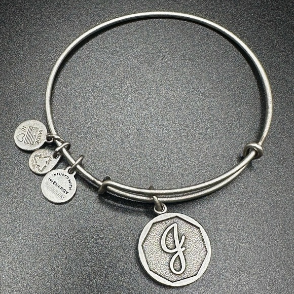 Alex & Ani bracelet with J initial monogram in silver tone - Picture 1 of 2